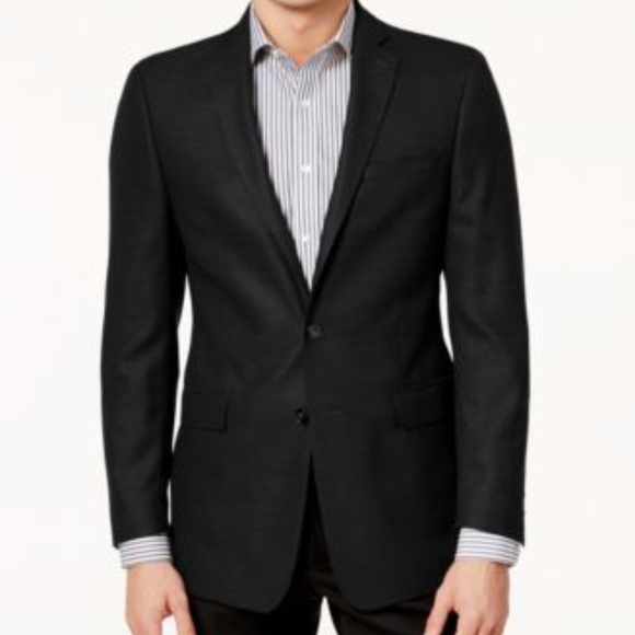 Calvin Klein Mens Slim-Fit Textured Sport Blue 44S - Picture 1 of 1
